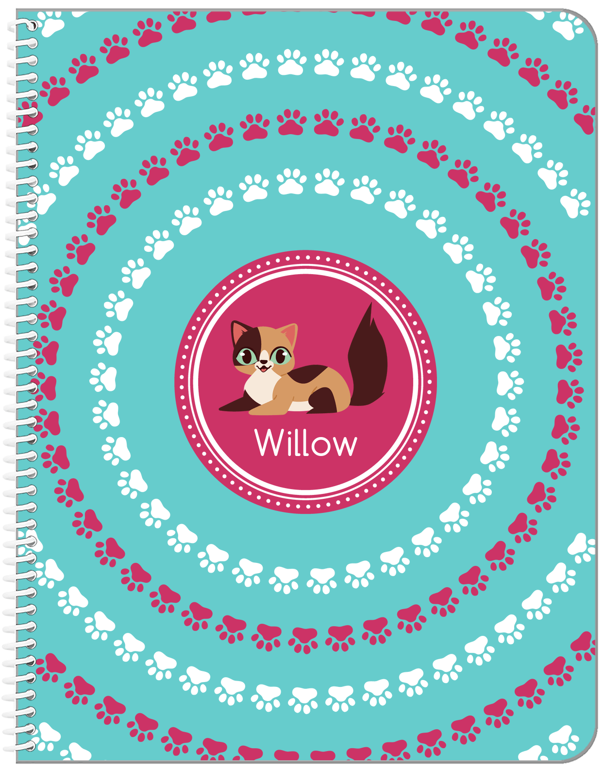 Personalized Cats Notebook XV - Teal Background - Cat I - Front View