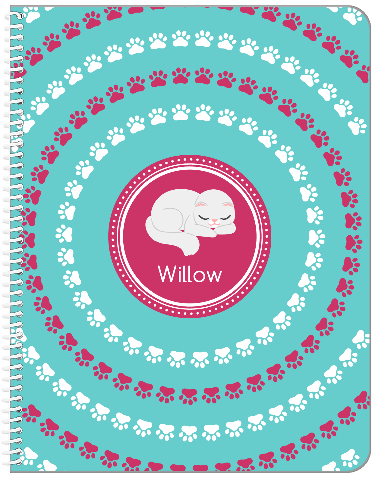 Personalized Cats Notebook XV - Teal Background - Cat VI - Front View