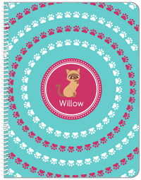 Thumbnail for Personalized Cats Notebook XV - Teal Background - Cat VIII - Front View