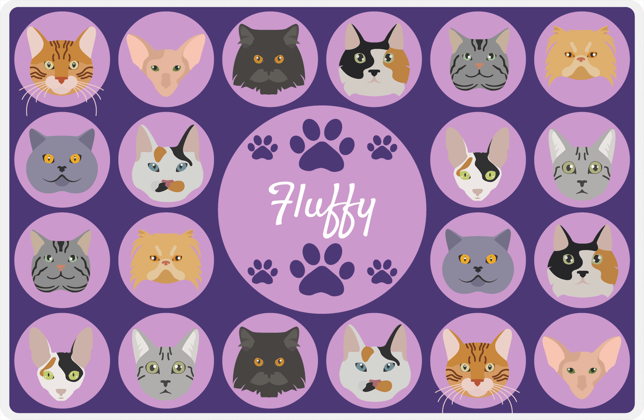 Personalized Cats Placemat I - Circle Cats - Purple Background -  View