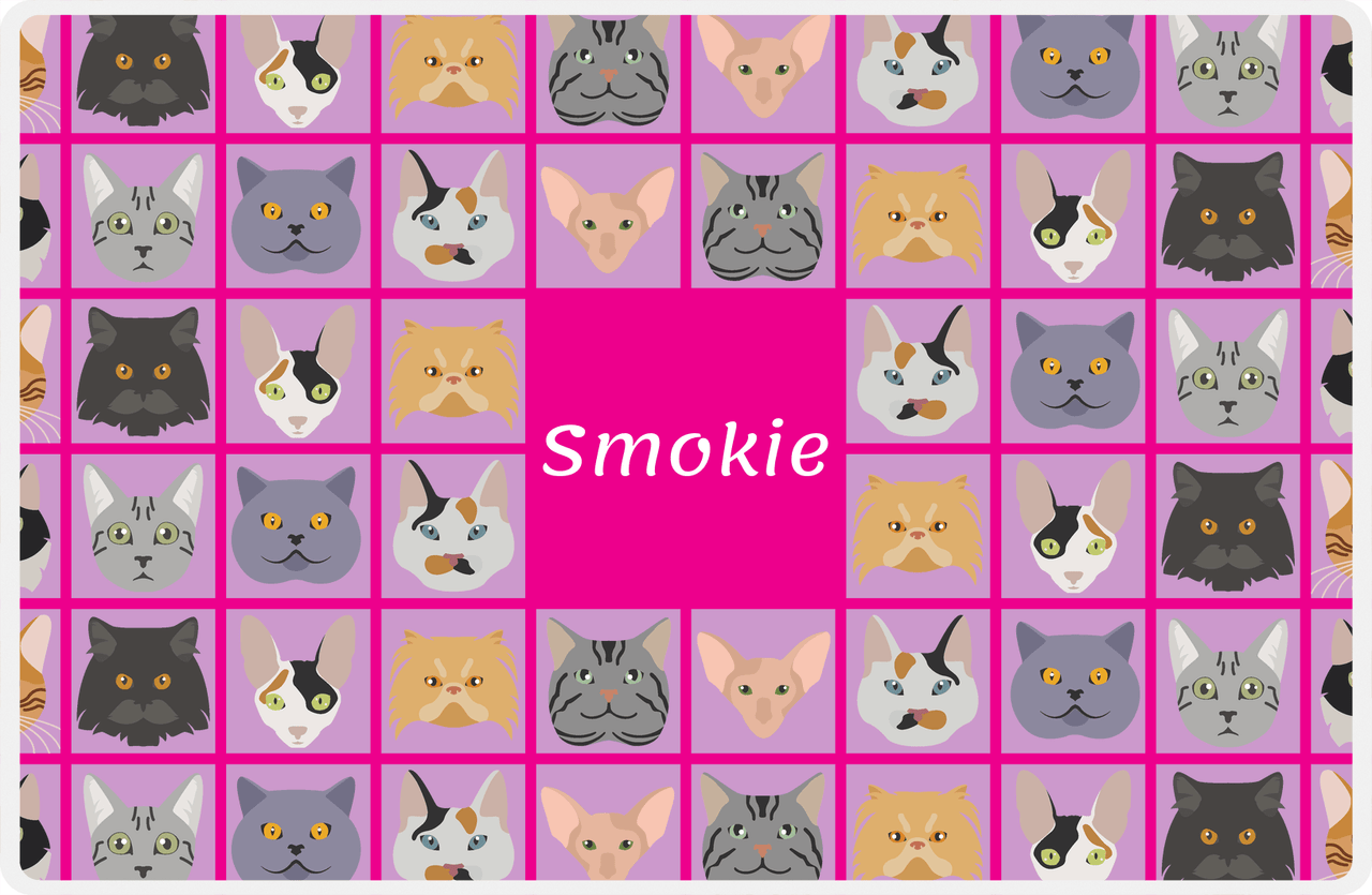Personalized Cats Placemat V - Cat Squares - Pink Background -  View