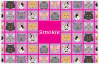 Thumbnail for Personalized Cats Placemat V - Cat Squares - Pink Background -  View
