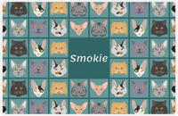 Thumbnail for Personalized Cats Placemat V - Cat Squares - Dark Teal Background -  View