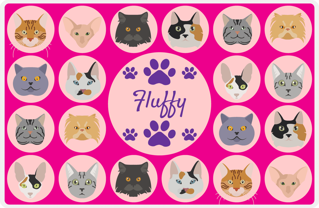 Personalized Cats Placemat I - Circle Cats - Pink Background -  View