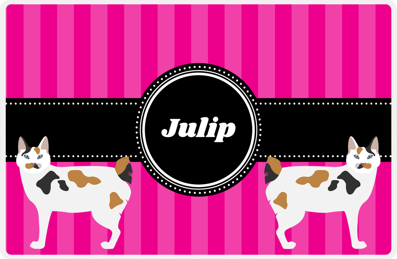 Personalized Cats Placemat II - Pink Stripes - Cat I -  View