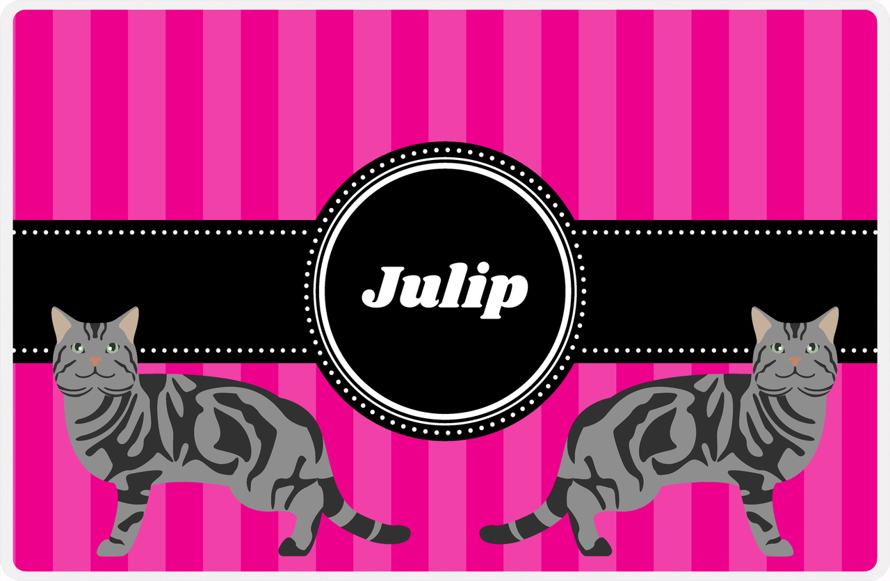 Personalized Cats Placemat II - Pink Stripes - Cat V -  View