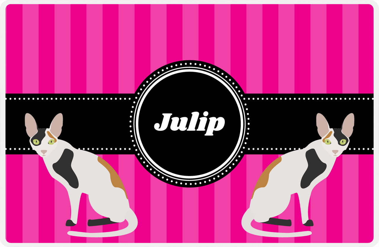 Personalized Cats Placemat II - Pink Stripes - Cat IX -  View