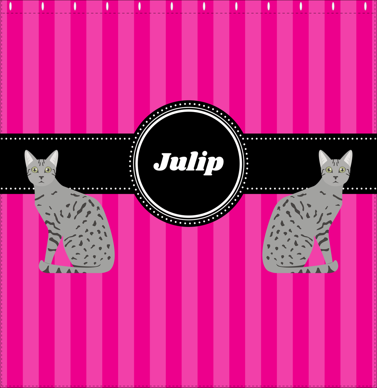Personalized Cats Shower Curtain II - Pink Stripes - Cat III - Decorate View