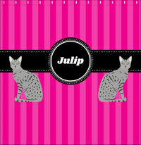 Thumbnail for Personalized Cats Shower Curtain II - Pink Stripes - Cat III - Decorate View