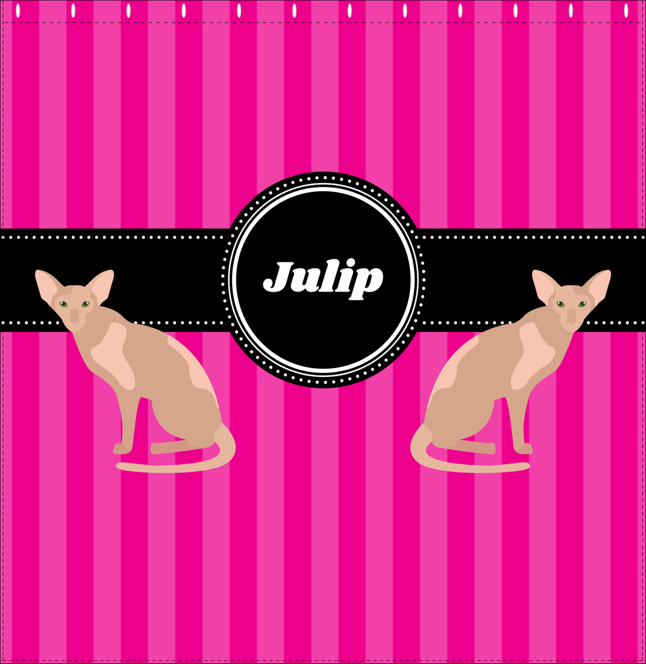 Personalized Cats Shower Curtain II - Pink Stripes - Cat IV - Decorate View