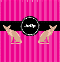 Thumbnail for Personalized Cats Shower Curtain II - Pink Stripes - Cat IV - Decorate View