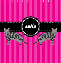 Thumbnail for Personalized Cats Shower Curtain II - Pink Stripes - Cat V - Decorate View