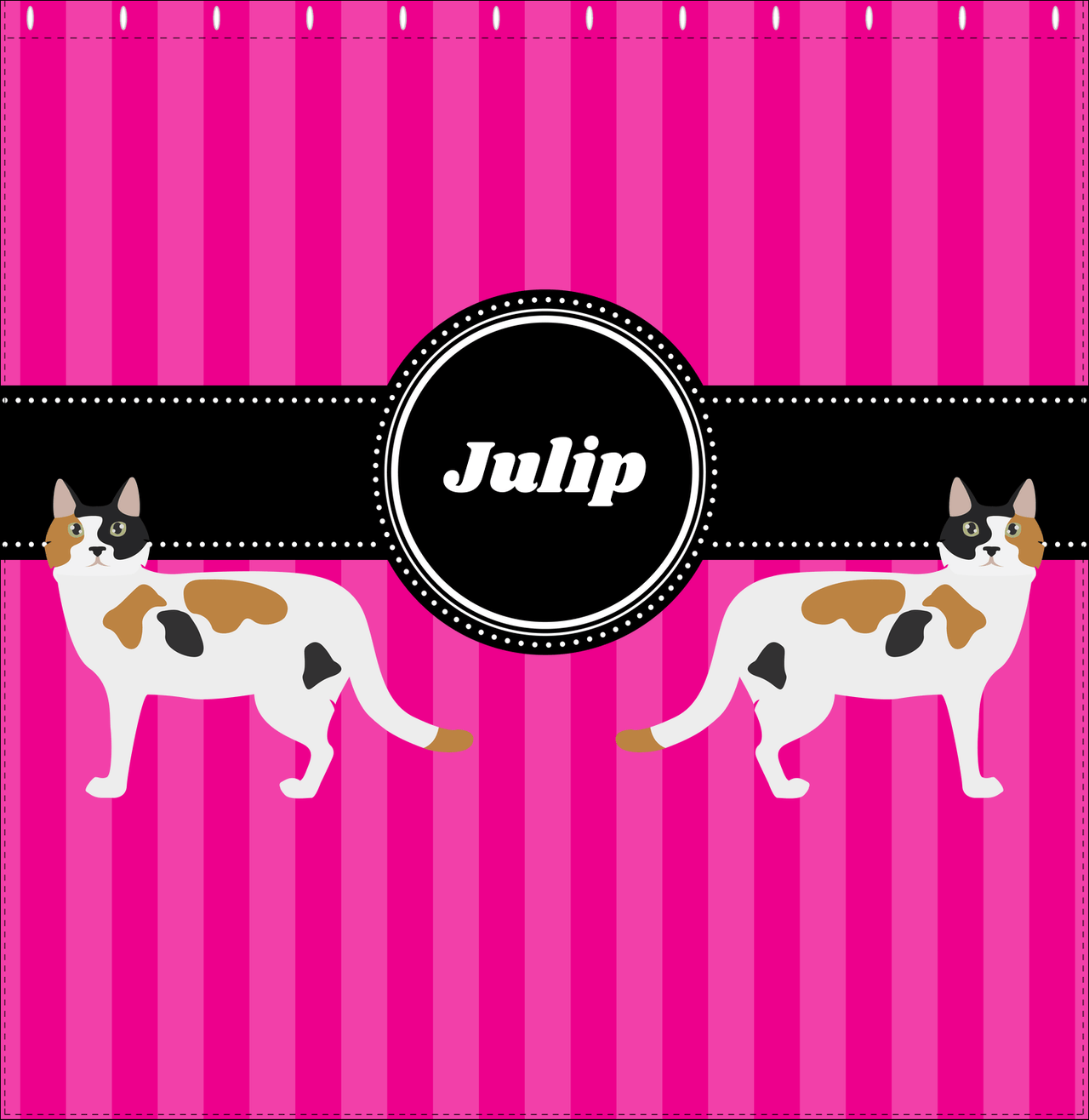 Personalized Cats Shower Curtain II - Pink Stripes - Cat VII - Decorate View