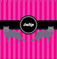 Thumbnail for Personalized Cats Shower Curtain II - Pink Stripes - Cat X - Decorate View