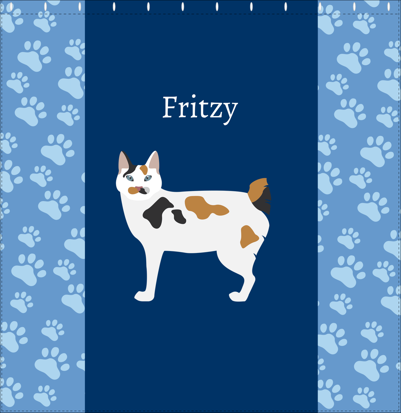 Personalized Cats Shower Curtain IV - Blue Background - Cat I - Decorate View
