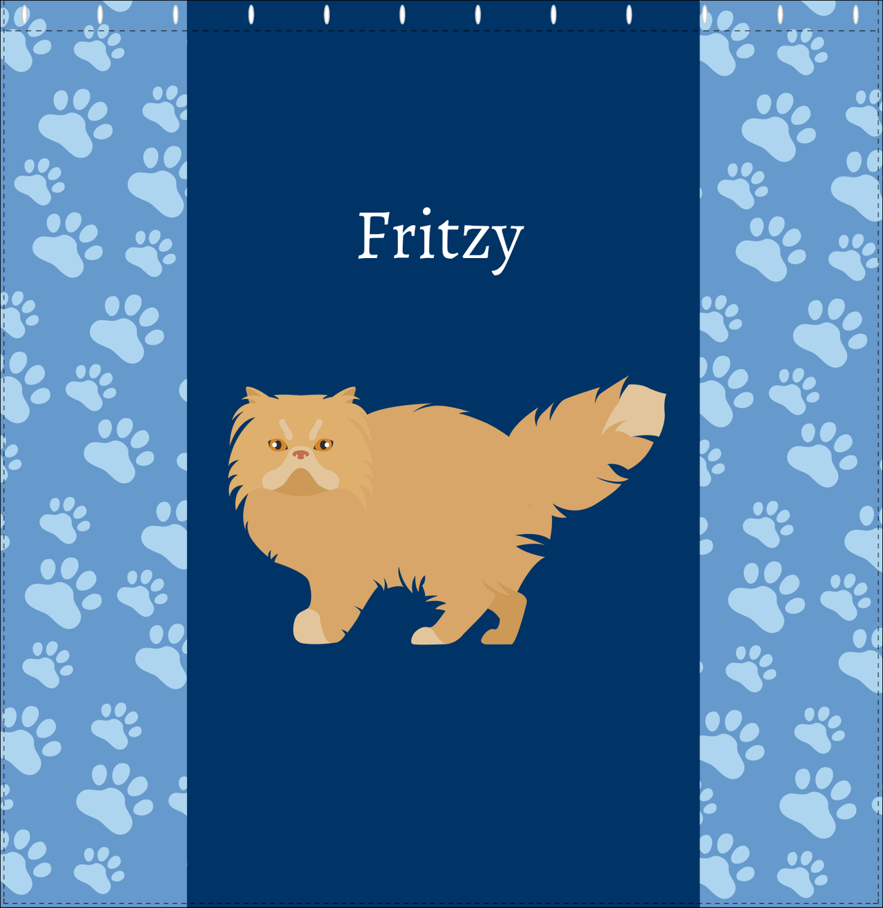 Personalized Cats Shower Curtain IV - Blue Background - Cat II - Decorate View