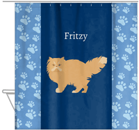Thumbnail for Personalized Cats Shower Curtain IV - Blue Background - Cat II - Hanging View