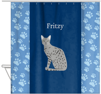 Thumbnail for Personalized Cats Shower Curtain IV - Blue Background - Cat III - Hanging View