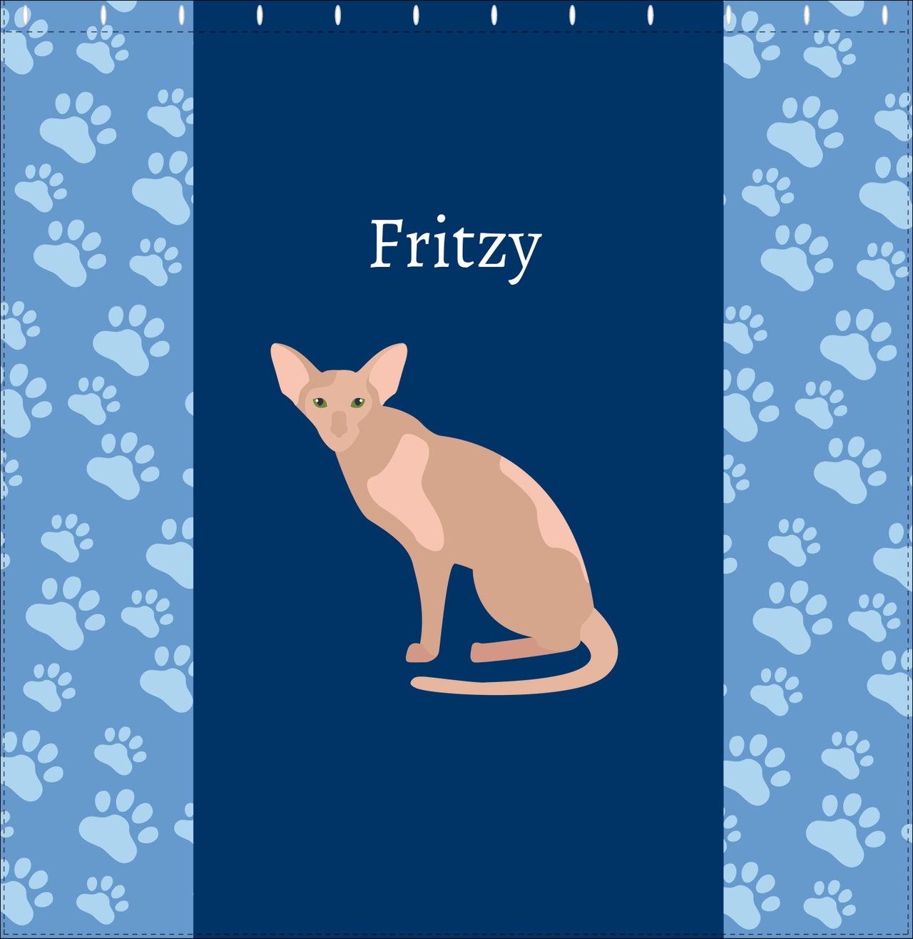 Personalized Cats Shower Curtain IV - Blue Background - Cat IV - Decorate View