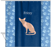 Thumbnail for Personalized Cats Shower Curtain IV - Blue Background - Cat IV - Hanging View