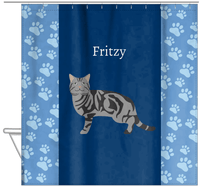 Thumbnail for Personalized Cats Shower Curtain IV - Blue Background - Cat V - Hanging View