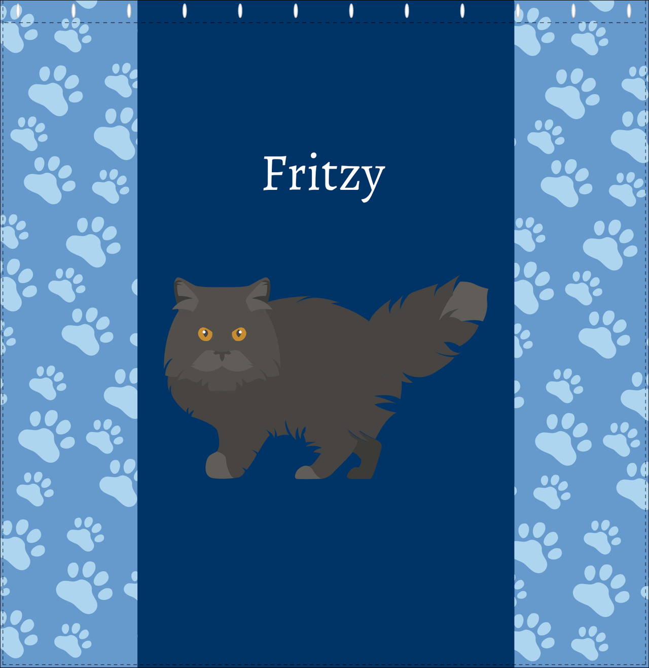 Personalized Cats Shower Curtain IV - Blue Background - Cat VI - Decorate View