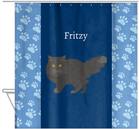 Thumbnail for Personalized Cats Shower Curtain IV - Blue Background - Cat VI - Hanging View