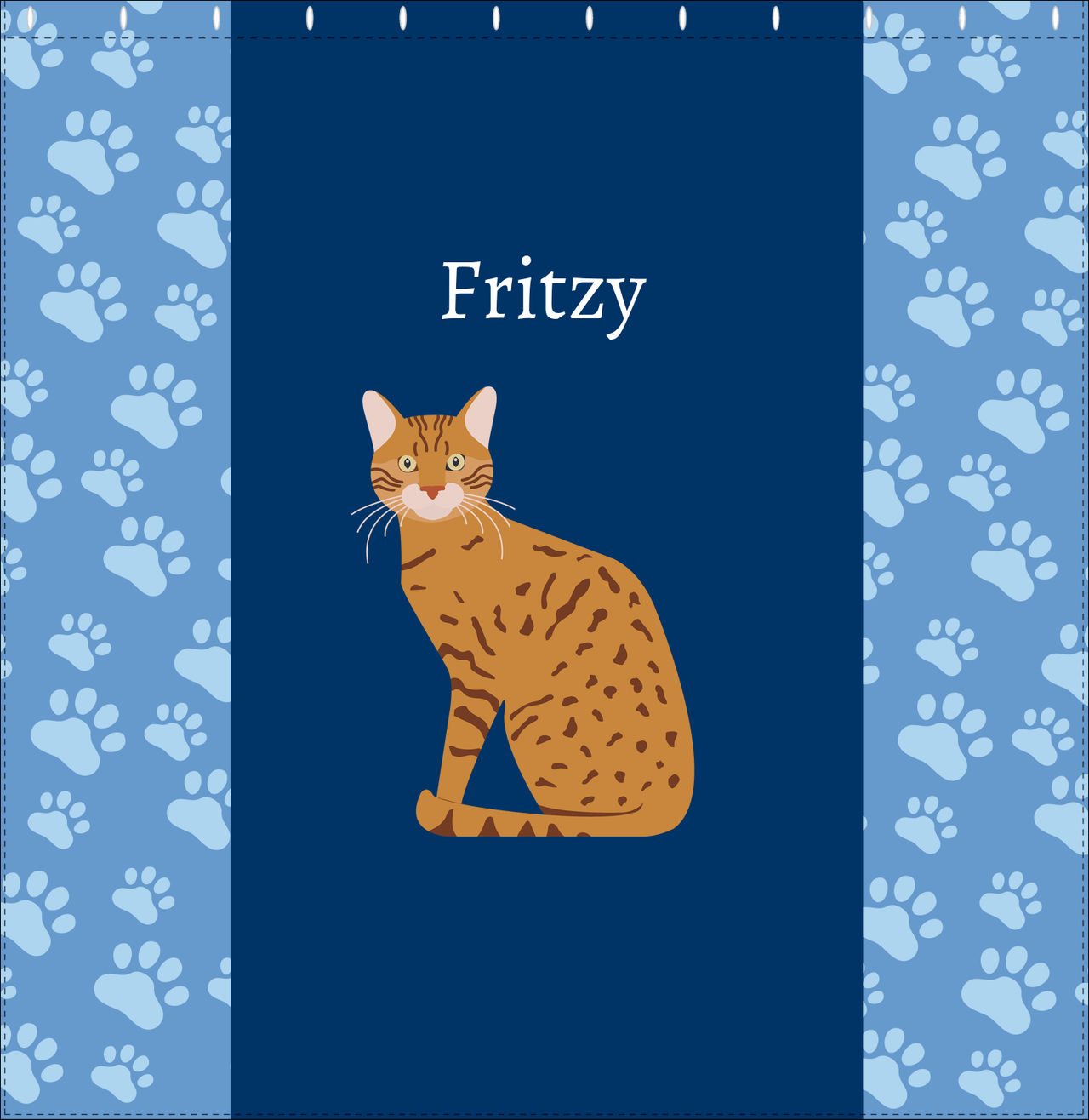 Personalized Cats Shower Curtain IV - Blue Background - Cat VIII - Decorate View