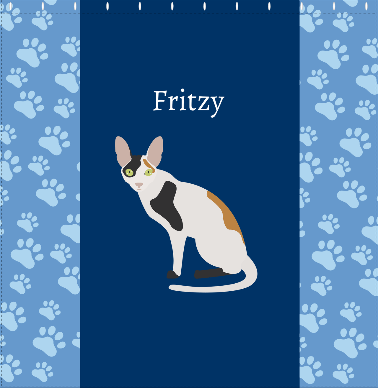 Personalized Cats Shower Curtain IV - Blue Background - Cat IX - Decorate View