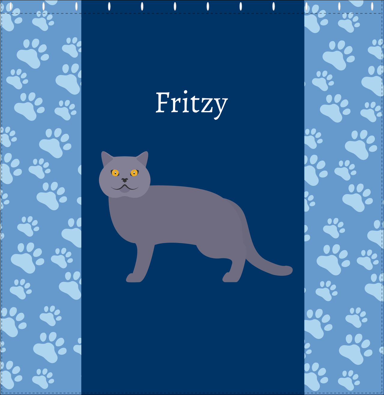 Personalized Cats Shower Curtain IV - Blue Background - Cat X - Decorate View