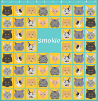 Thumbnail for Personalized Cats Shower Curtain V - Cat Squares - Teal Background - Decorate View