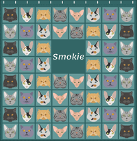 Thumbnail for Personalized Cats Shower Curtain V - Cat Squares - Dark Teal Background - Decorate View