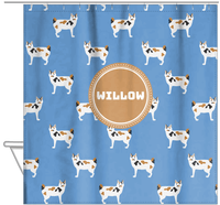Thumbnail for Personalized Cats Shower Curtain VI - Blue Background - Cat I - Hanging View