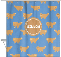Thumbnail for Personalized Cats Shower Curtain VI - Blue Background - Cat II - Hanging View