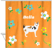 Thumbnail for Personalized Cats Shower Curtain IX - Flower Feline - Cat I - Hanging View