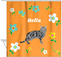 Thumbnail for Personalized Cats Shower Curtain IX - Flower Feline - Cat V - Hanging View