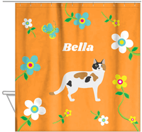 Thumbnail for Personalized Cats Shower Curtain IX - Flower Feline - Cat VII - Hanging View