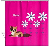 Thumbnail for Personalized Cats Shower Curtain X - Pink Background - Cat I - Hanging View