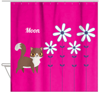 Thumbnail for Personalized Cats Shower Curtain X - Pink Background - Cat II - Hanging View