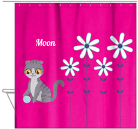 Thumbnail for Personalized Cats Shower Curtain X - Pink Background - Cat IV - Hanging View
