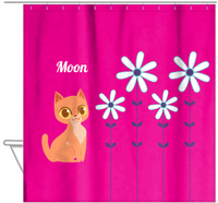 Thumbnail for Personalized Cats Shower Curtain X - Pink Background - Cat VII - Hanging View