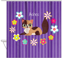 Thumbnail for Personalized Cats Shower Curtain XII - Circle of Flowers - Cat I - Hanging View