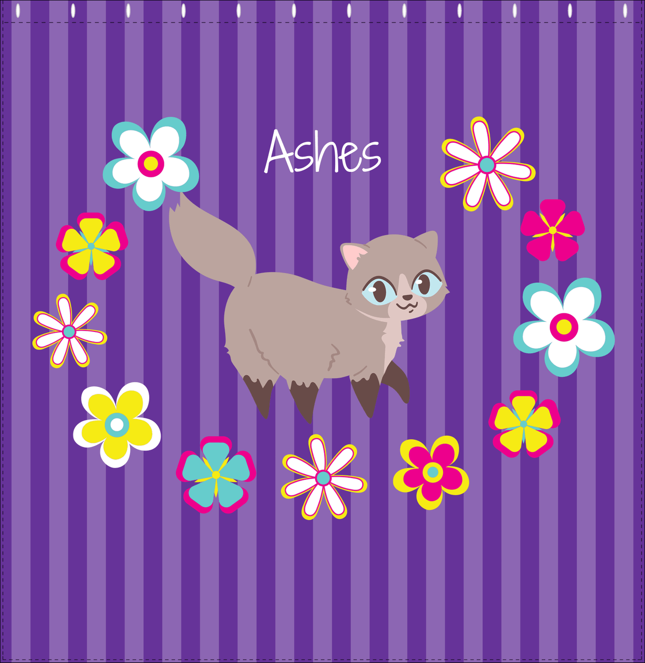 Personalized Cats Shower Curtain XII - Circle of Flowers - Cat III - Decorate View