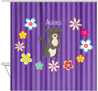 Thumbnail for Personalized Cats Shower Curtain XII - Circle of Flowers - Cat V - Hanging View
