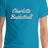 Thumbnail for Personalized Charlotte Basketball T-Shirt - Teal - Shirt Close-Up View