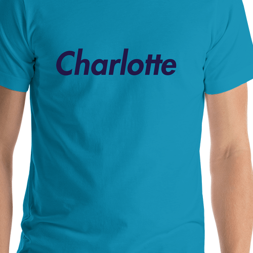 Personalized Charlotte T-Shirt - Teal - Shirt Close-Up View