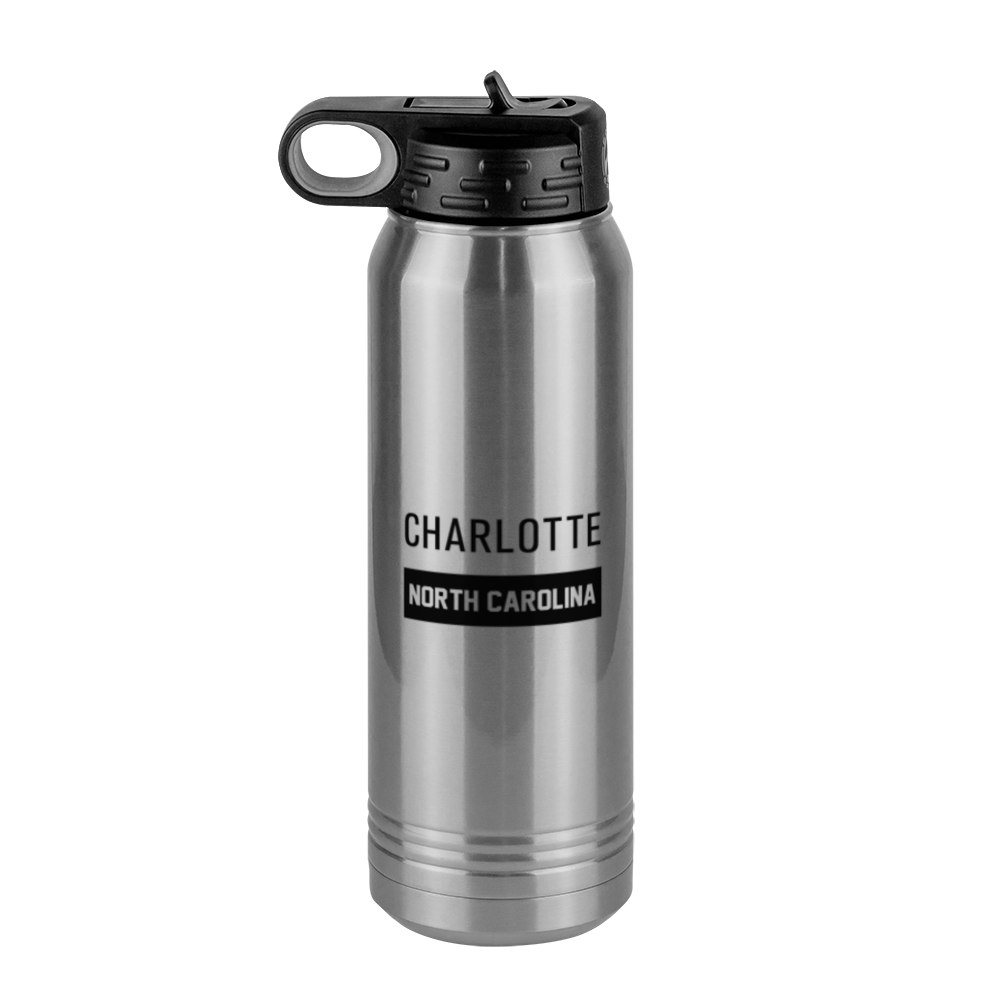 Personalized Charlotte North Carolina Water Bottle (30 oz) - Left View