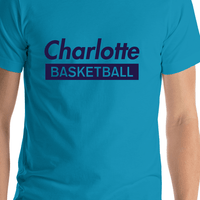 Thumbnail for Charlotte Basketball T-Shirt - Teal - Shirt Close-Up View