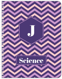 Thumbnail for Personalized Chevron Notebook - Pink and Indigo - Hexagon Nameplate - Front View