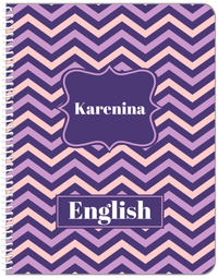 Thumbnail for Personalized Chevron Notebook - Pink and Indigo - Fancy Nameplate - Front View